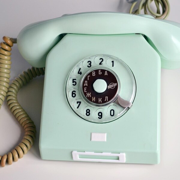 Mint Vintage Telephone made in DDR Soviet Germany, Candy Color Working Rotary Phone Nordfern, 60s Electronics, Antique Gift Idea for Her