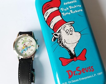 1997 Dr.Seuss Authentic Tick-Tocking Time Tickers, Green Eggs Watch, Cat in The Hat Watch, Oldschool Watch, Oldschoolvibes, 90s watch