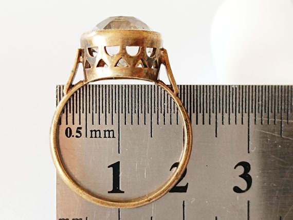 Vintage Ring with Rhinestone, Stamp Soviet Silver… - image 3