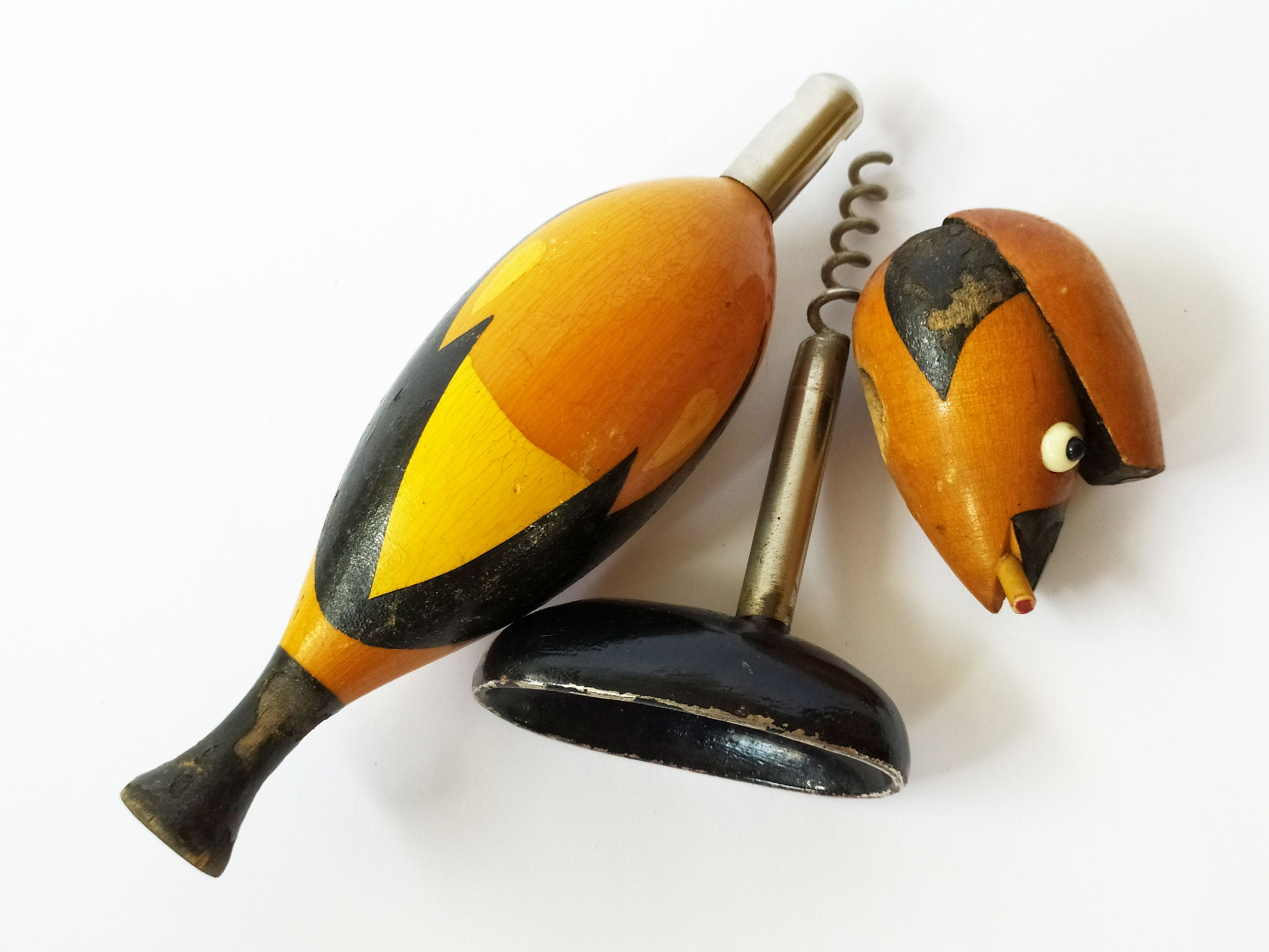 Retro Bottle Opener 1970s Corkscrew Sparrow or Woodpecker Etsy