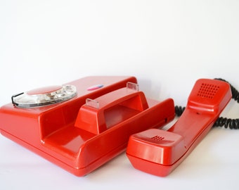 Oldschool Rotary Telephone, Vintage Red Landline Phone with Rotary Dial, 90s Electronics, Vintage Home/Hotel/Bar Phone, Oldschoolvibes