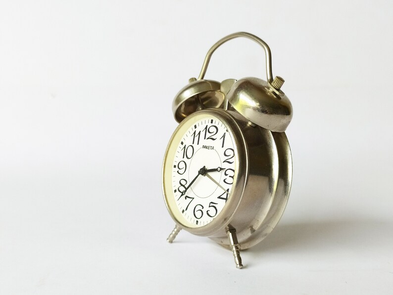 Very Small Vintage Alarm Clock Cute Double Bell Bedside Quiet Etsy