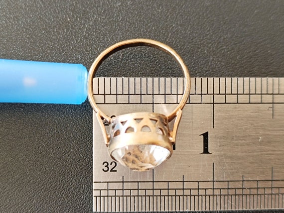 Vintage Ring with Rhinestone, Stamp Soviet Silver… - image 4