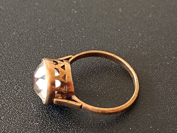 Vintage Ring with Rhinestone, Stamp Soviet Silver… - image 9