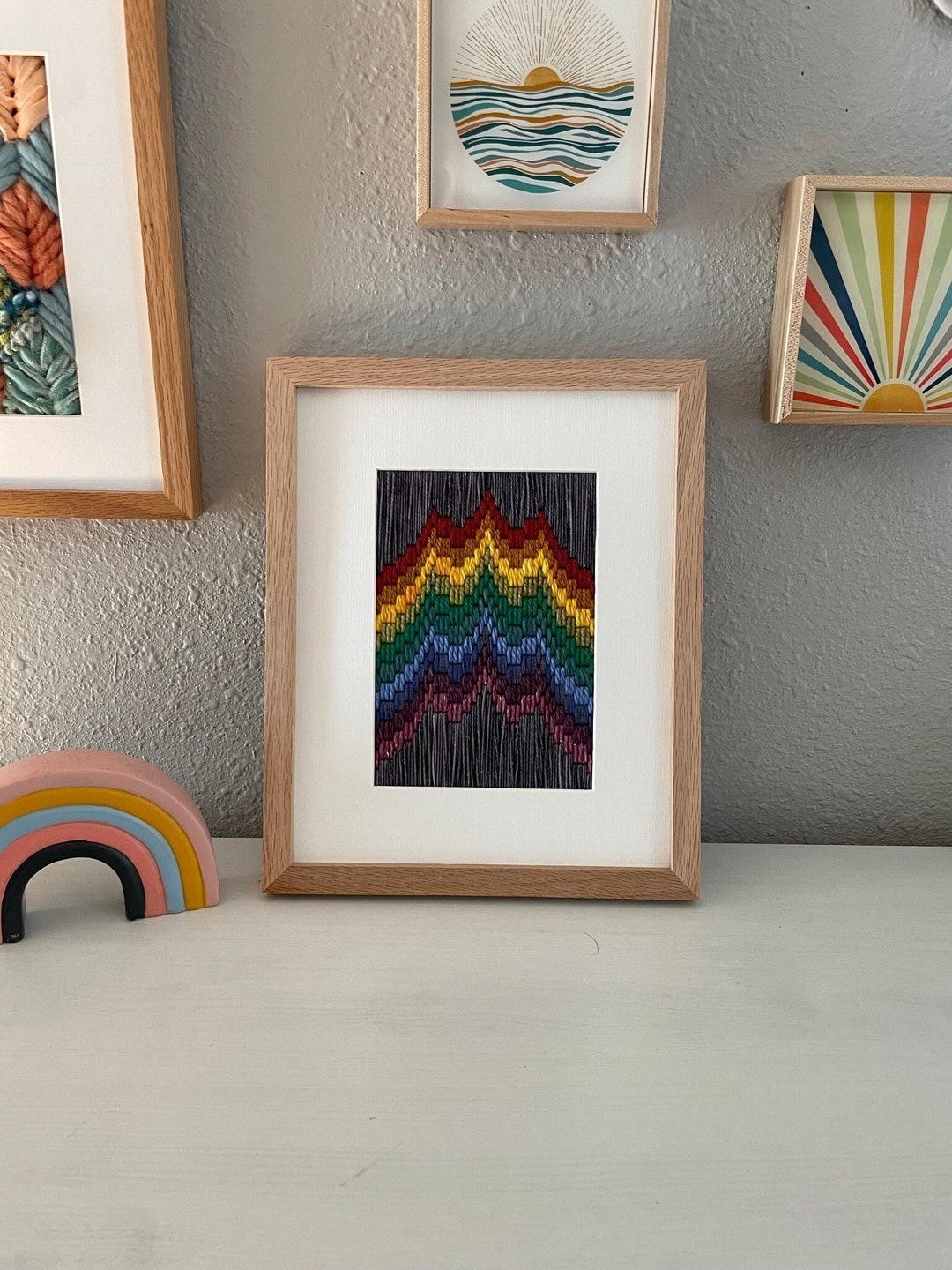 Framed Needlepoint / Needlepoint Wall Art / Bargello / Fiber Art