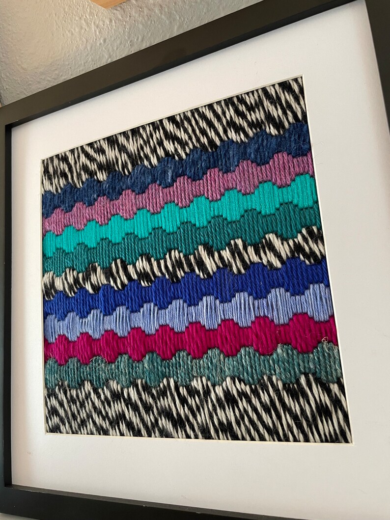 Framed Needlepoint / Needlepoint Wall Art / Bargello / Fiber Art