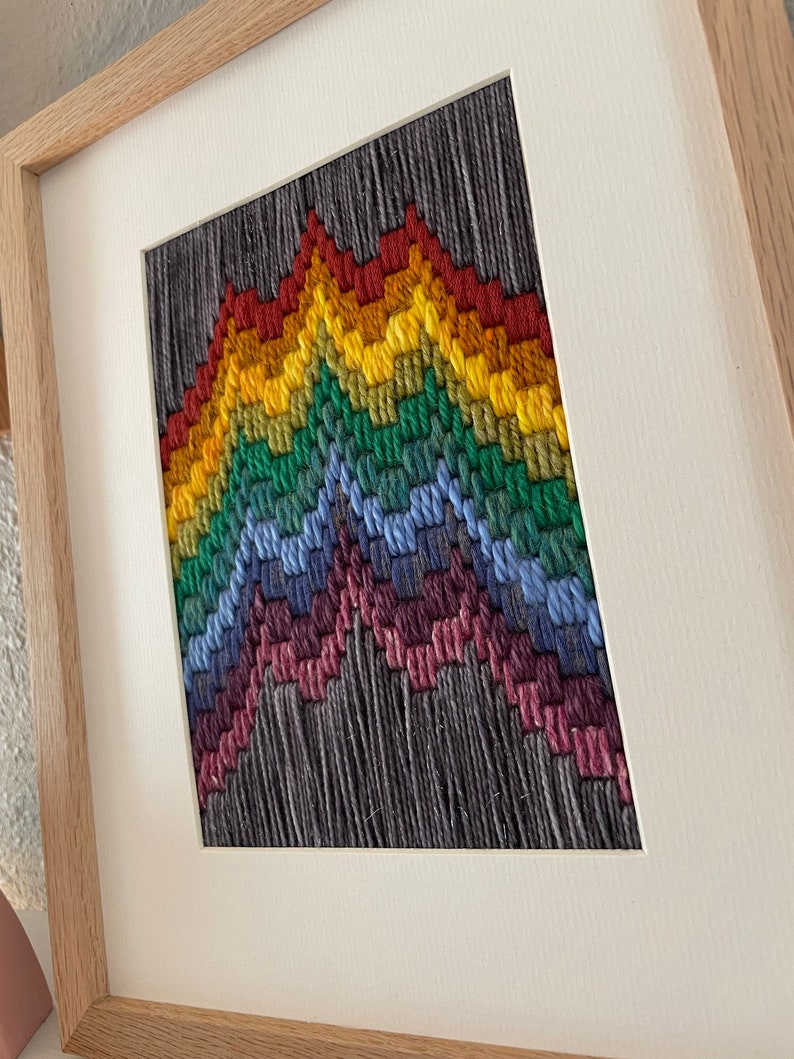 Framed Needlepoint / Needlepoint Wall Art / Bargello / Fiber Art