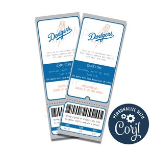 Baby Shower Invitation LA Dodgers Inspired *Digital File YOU edit*