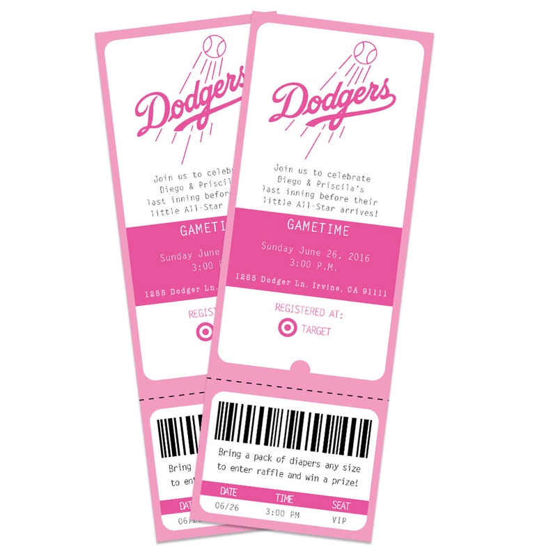 Baby Shower Invitation Pink La Dodgers Inspired Digital File Etsy Baby Shower Invitation Pink La Dodgers Inspired Digital File Etsy