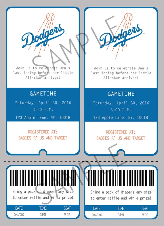 dodgers baby shower invitations