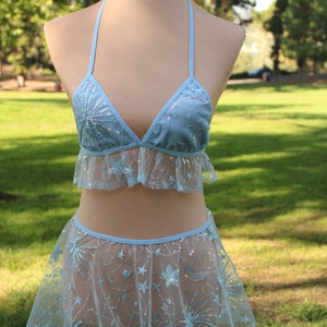 Celestial Stars Sun and Moon Sequin Rave Festival SKIRT