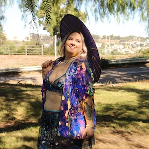 Purple Passion Jumbo Sequin Kimono Jacket