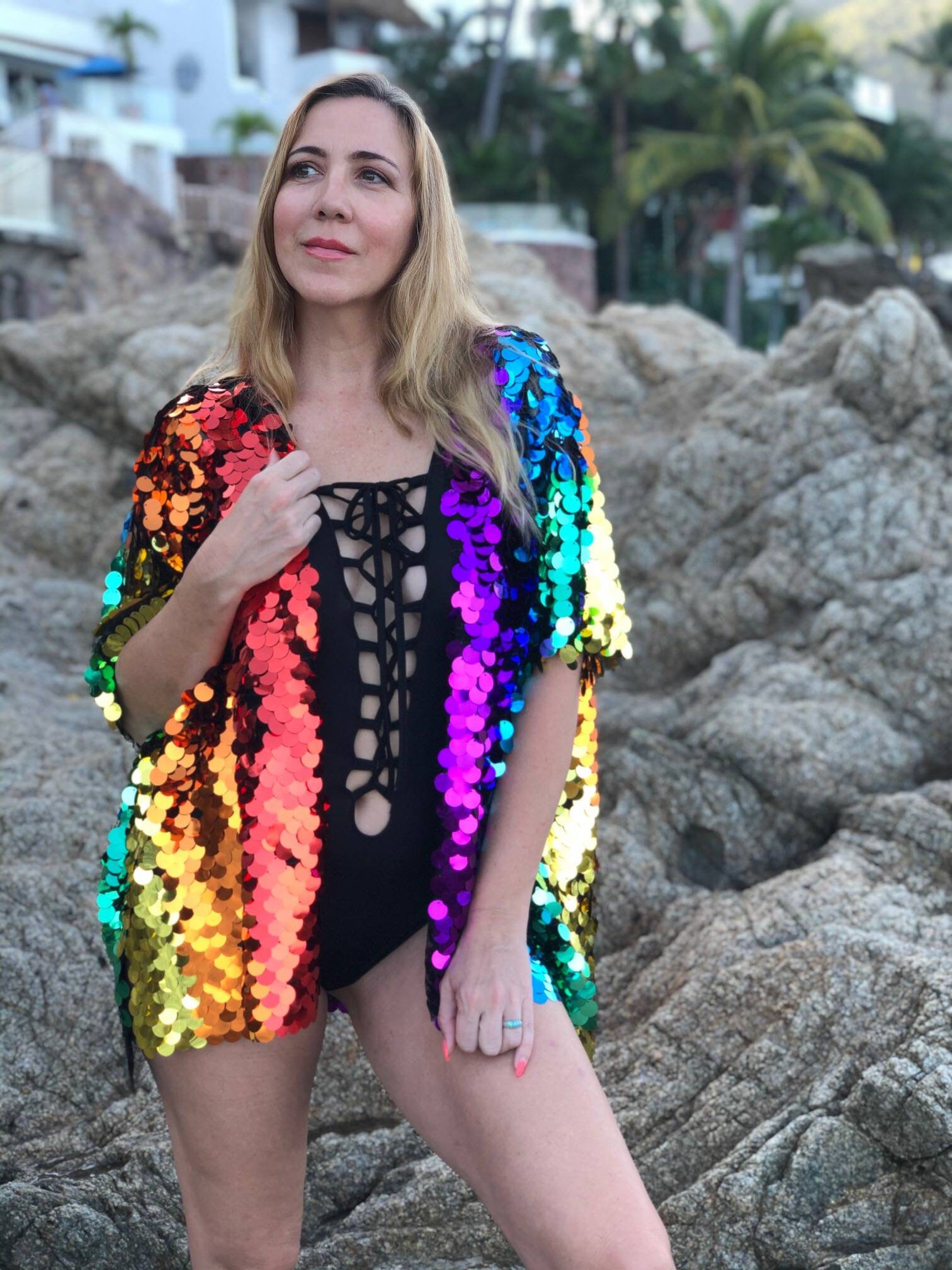 glitter kimono jacket