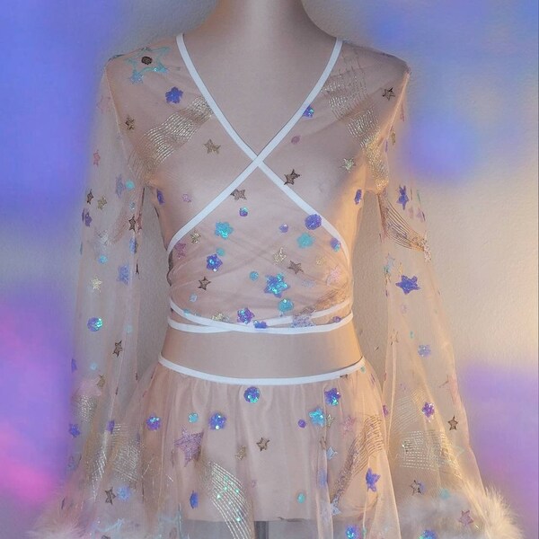Custom Inked Fringe Mini Half Skirt - Hologram main image 0