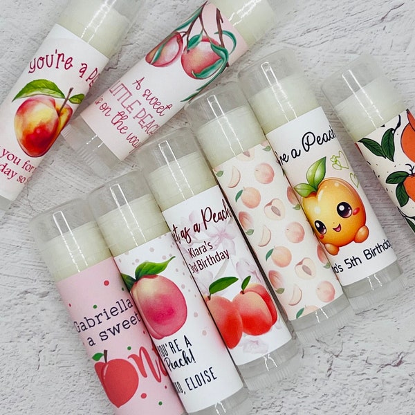 Peach Party Favors: Personalized Handmade Lip Balm for Peach Baby Shower, Sweet as a Peach, and Summer Celebrations - You're a Peach!