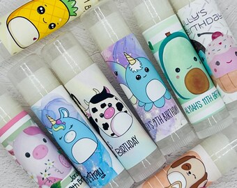 Squishy Party Favor Lip Balm - Personalized Stuffie-Themed Favors for Girls' Birthday, Squishmallow Delight, Tween, and Kids Party!