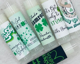 St. Patrick's Day Party Favors: Personalized Lip Balm for Birthdays, Bachelorettes, Bridal Showers. Irish-inspired Gifts!