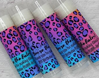 Neon Leopard Party Favors: Personalized Wild Child or Wild One Lip Balm | Colorful and Fun Cheetah Birthday Lip Balm Favors