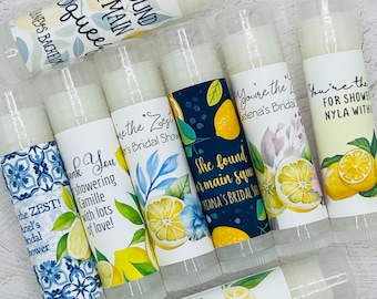 Lemon Party Favors: Personalized Handmade Lip Balm - Citrus Bridal Shower, Bachelorette, Birthday - You're the Zest!