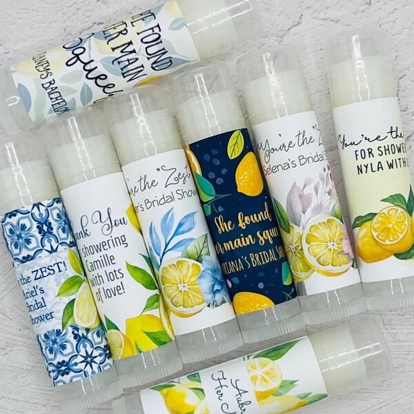 Lemon Party Favors: Personalized Handmade Lip Balm - Citrus Bridal Shower, Bachelorette, Birthday - You're the Zest!