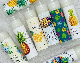 Pineapple Party Favors: Personalized Lip Balm - Tropical and Luau-themed Perfect for Baby Showers, Bridal Showers, Birthdays, and More!