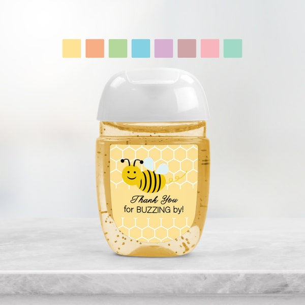 Bee Theme Birthday Personalized Hand Sanitizer Labels | Bee Gender Reveal | Bee Birthday Party | Babee Shower | 30 Printed Labels [1048]