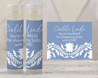 Printable Blue Cielito Lindo Party Favor | Lip Balm Label TEMPLATE | Mexican Baby Shower Favor | Boy Baby Shower Fiesta | Papel Picado, 4001