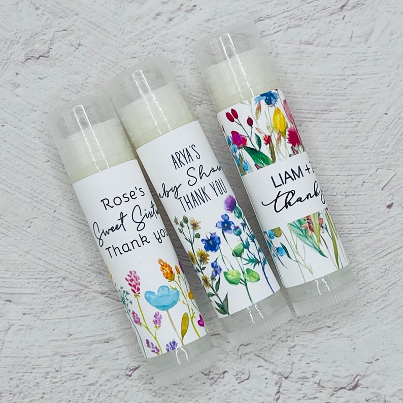 Wild Flowers Party Favors: Personalized Handmade Lip Balm Floral Garden Theme Baby Shower, Bridal Shower Unique Chapstick Gift image 6