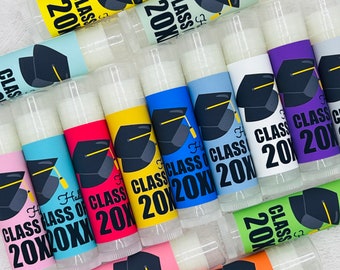 Class of 2024 Personalized Graduation Party Favors Lip Balm - Black Graduation Cap Design. Pefect for High School & College Graduations