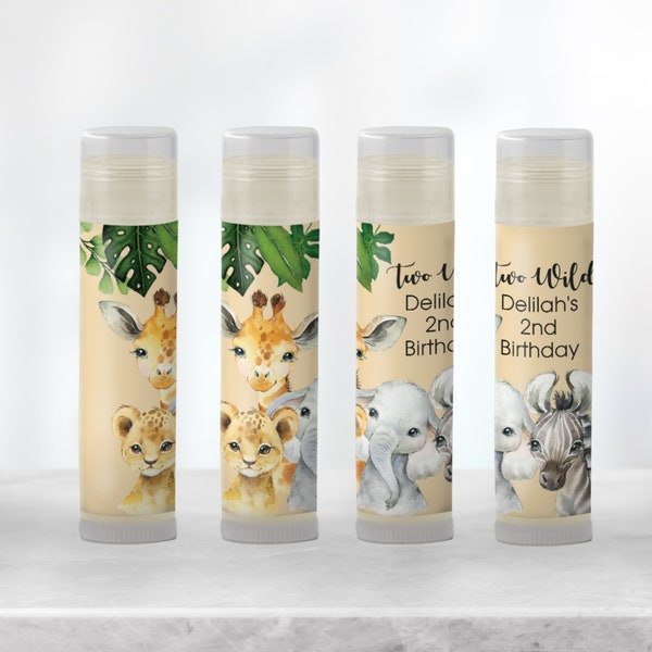 Safari Party Favors: Personalized Handmade Lip Balm - Gender Neutral Baby Safari Animals Theme for Showers & Birthdays [1203]