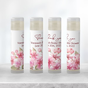 Personalized Cherry Blossom Lip Balm Favors - Floral Gifts for Bridal and Baby Showers! Handmade Chapstick for Summer. [1080]