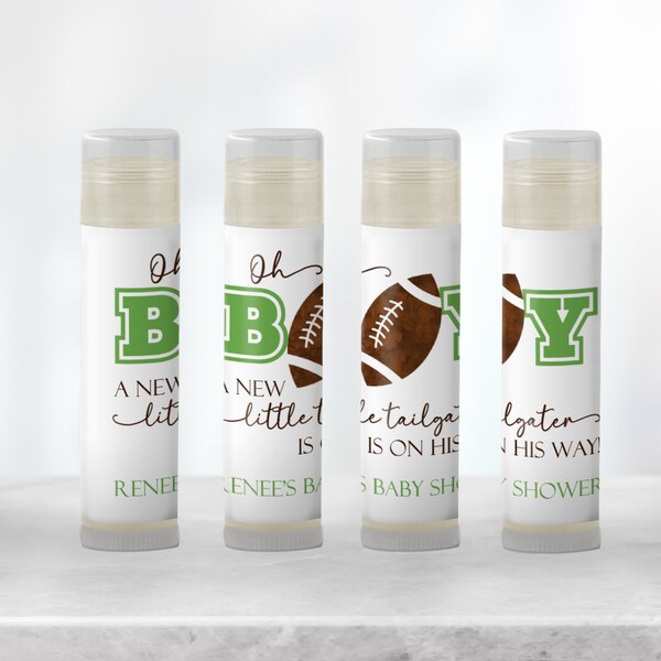 Football Baby Shower Favors: Personalized Handmade Lip Balm for Boy's Fall Baby Shower. Perfect Sports Themed Baby Shower Favors! [1430]