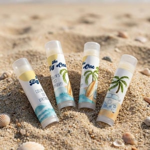 The Big One First Birthday Favor Lip Balm Surf Beach Theme image 2
