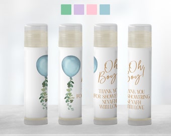 Eucalyptus Balloon Baby Shower Personalized Lip Balm Favors | Boy Girl Neutral Baby Shower Party Favors | Baby Shower Return Gift [2000LB]