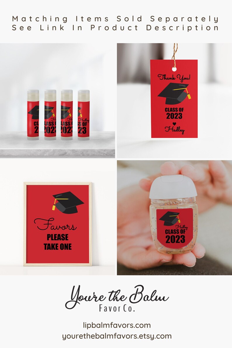 Red Graduation Party Printable Favor Table Sign High School Etsy