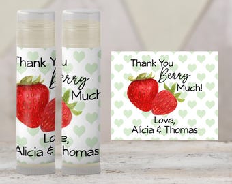 Printable Thank You Berry Much Favors | Chapstick TEMPLATE | Strawberry Baby Shower Favors | Berry Sweet Birthday Favors | Fruit Theme, 4026