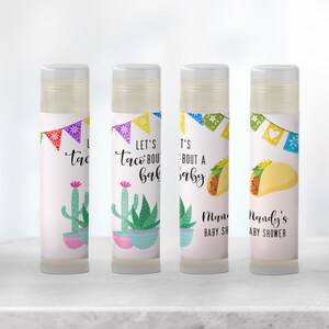 Taco Baby Shower Party Favors: Personalized Handmade Lip Balm - Let's Taco 'Bout a Baby Fiesta! Perfect for Girl Baby Shower Guests. [1298]