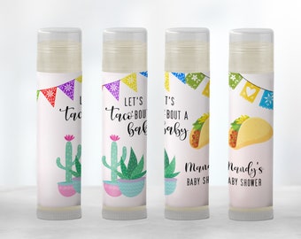 Taco Baby Shower Party Favors: Personalized Handmade Lip Balm - Let's Taco 'Bout a Baby Fiesta! Perfect for Girl Baby Shower Guests. [1298]