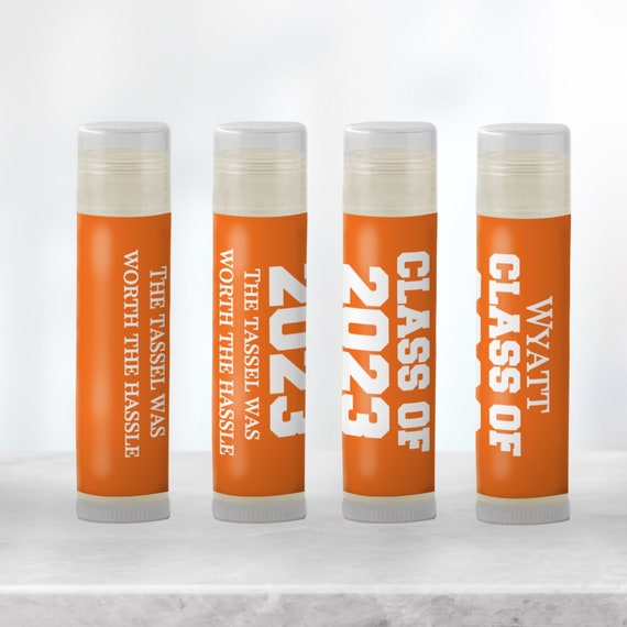 Orange Class of 2023 Graduation Party Favors Lip Balm, High School Grad