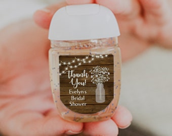Baby Breath Party Favors: Personalized Fall Rustic Hand Sanitizer Labels. Ideal for Baby Shower & Bridal Shower. 30 Printed Labels [1233]