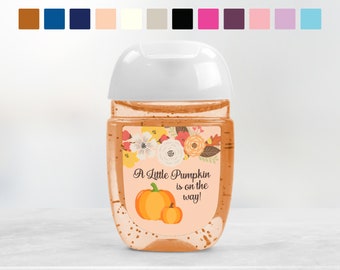 Little Pumpkin Baby Shower Personalized Hand Sanitizer Labels | Fall Baby Shower | Rustic Baby Shower | 30 Printed Labels [1006HS]