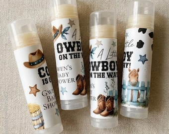 Cowboy Baby Shower Favors Lip Balm, Western Little Cowboy Party Gifts