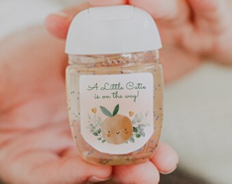 Little Cutie on the Way Baby Shower Hand Sanitizer Labels | Gender Neutral Baby Shower | Personalized Labels | 30 Printed Labels [4005HS]