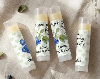 Thank You Berry Much Baby Shower Favor Lip Balm Blueberry Theme Girl Shower