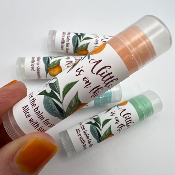 PERSONALIZED A Little Cutie Baby Shower Favors Lip Balm, Clementine
