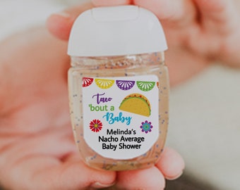 Taco Baby Shower Personalized Hand Sanitizer Labels - Fiesta-Themed - Perfect for Taco Bout a Baby Celebrations. 30 Printed Labels [1130]