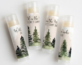 Wild in the Woods Camp Bachelorette Favors Lip Balm, Forest Weekend Party Gifts