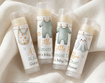 Little Boo Baby Shower Favors Lip Balm, Halloween Ghost Clothesline Theme