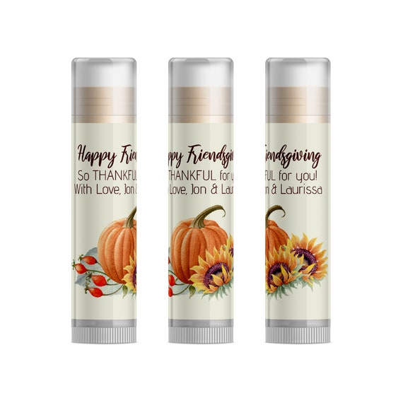 Sunflower Party Favors, Pumpkin Party Favors, Friendsgiving Gifts for Guests, Personalized Thanksgiving Favors, Personalized Lip Balm Il_570xn