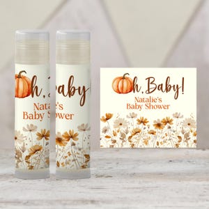 Little Pumpkin Baby Shower Favors | Lip Balm Favor | Oh Baby Shower Favors | Fall Florals and Pumpkin Baby Shower Prizes, 2802